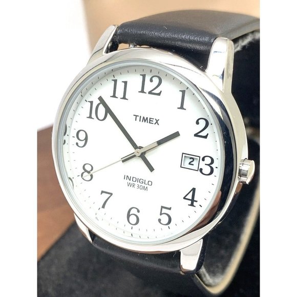 Timex Men's Watch TW2V05400 Quartz Indiglo White Dial Black Leather Band… - Picture 13 of 14